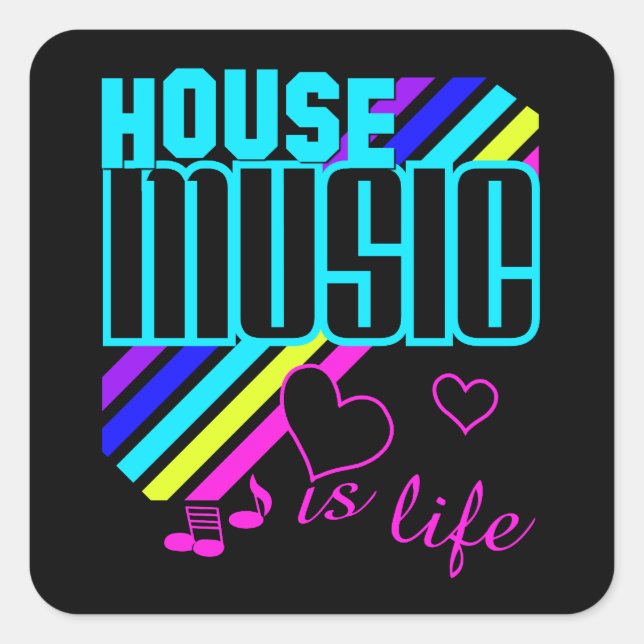 Sticker Carré House Music (Devant)