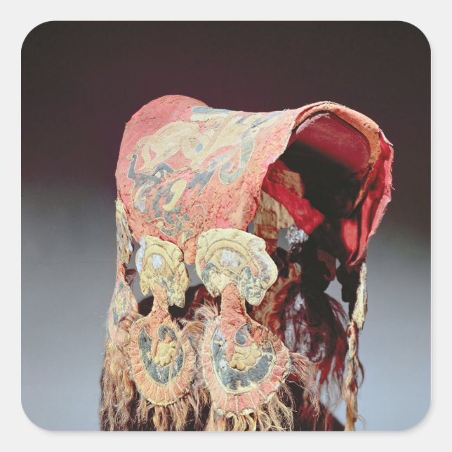 Sticker Carré Housse de selle avec griffons attaquant des chèvre (Devant)