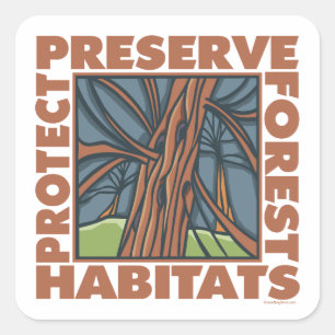Sticker Carré Hugger D'Arbre, Protéger Les Forêts