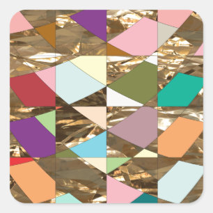 Sticker Carré Huile d'or couleur Abstraite