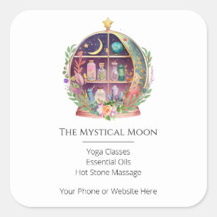 Sticker Carré Huiles Essentielles Magiques Apothicaire Yoga Cris