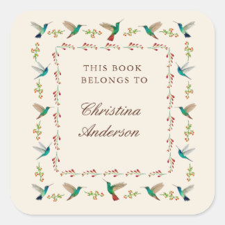 Sticker Carré Hummingbird Bookplate