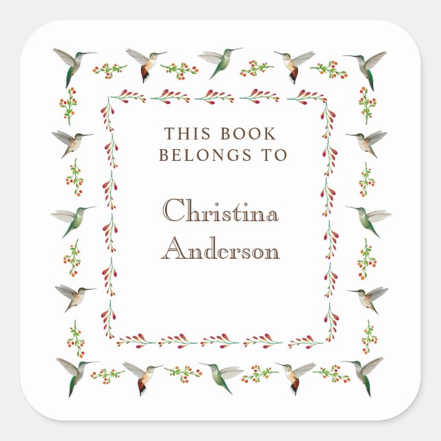 Sticker Carré  Hummingbird Bookplate (Devant)