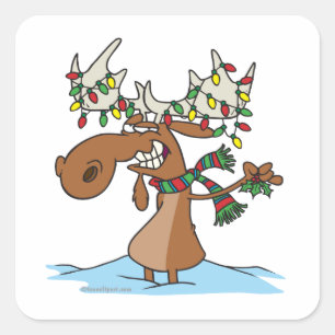 Sticker Carré humoriste humoristique de noël moose
