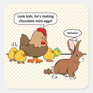 Sticker Carré Humour au chocolat Bunny de Pâques