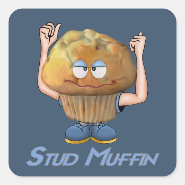 Sticker Carré Humour bourré de muffin (Devant)
