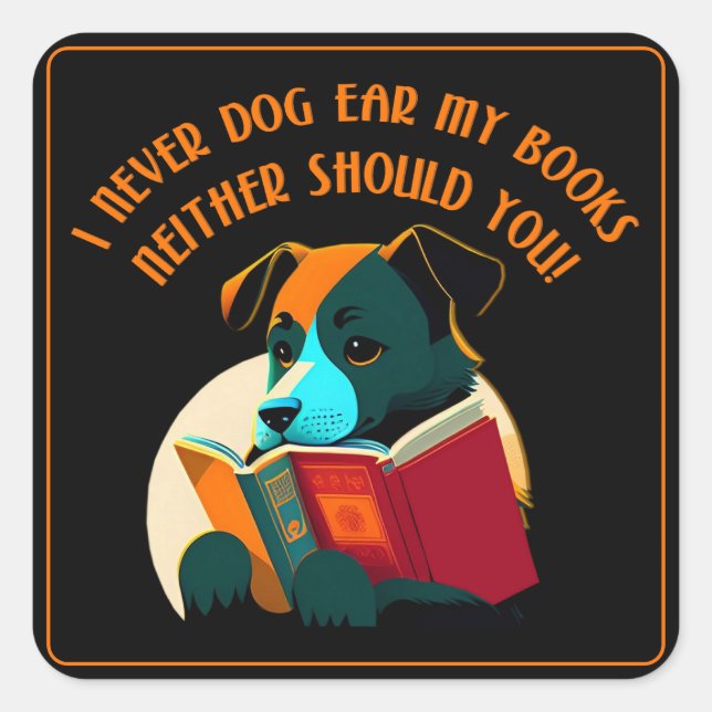 Sticker Carré Humour de l'oreille de chien chiot (Devant)