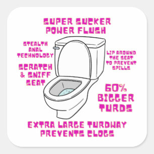 Sticker Carré Humour de toilette Super Sucker