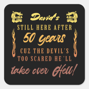 Sticker Carré Humour du 50e anniversaire masculin