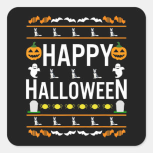 Sticker Carré Husky Halloween noir Husky Lazy Costume laid