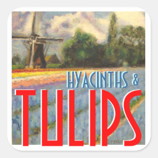 Sticker Carré Hyacinthes et tulipes