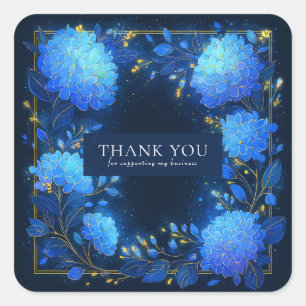 Sticker Carré Hydrangea Bleu Lumineux Magique Fleur Florale Étin