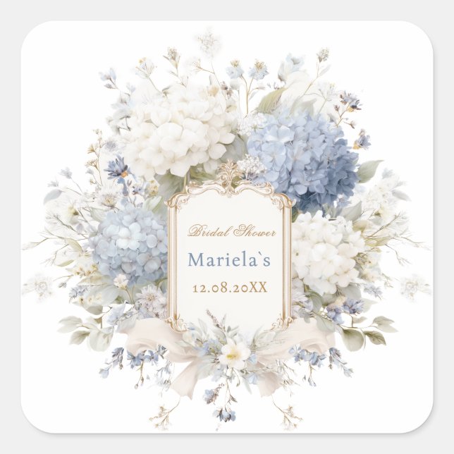 Sticker Carré Hydrangea Royal Botanique aquarelle mariage (Devant)