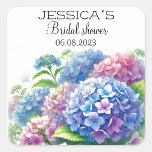 Sticker Carré Hydrangeas Fleurs Bleues Fête de Mariage