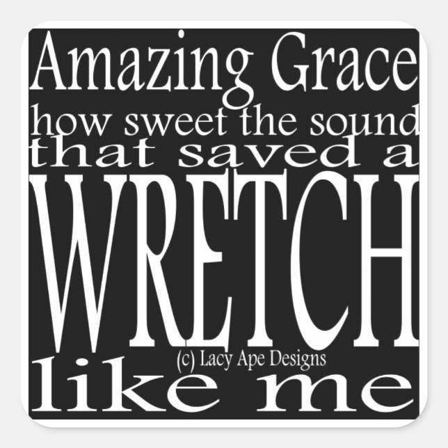 Sticker Carré Hymne Grace Extraordinaire (Noir) (Devant)