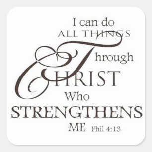 Sticker Carré I Can Do All Things Through Christ Christian