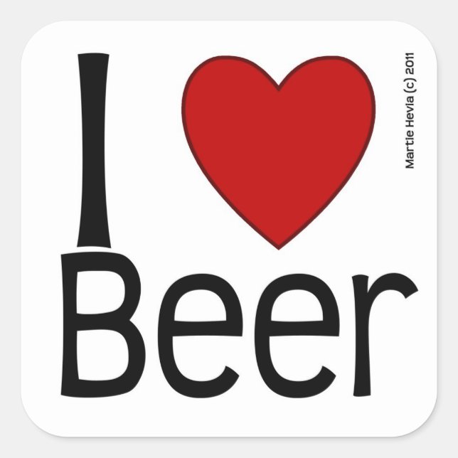 Sticker Carré I Heart Beer (Devant)