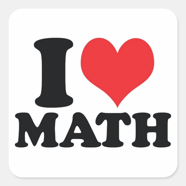 Sticker Carré I Heart / love math (Devant)