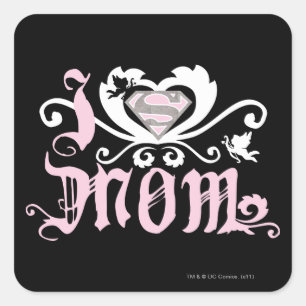 Sticker Carré I Heart Maman Rose