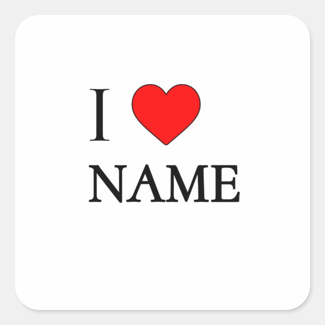 Sticker Carré I heart name (customisable) (Devant)