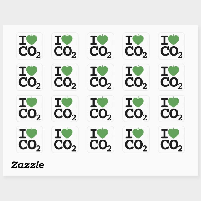 Sticker Carré I Leaf CO2 - J'adore Carbon Dioxyde Feuillet (Feuille)