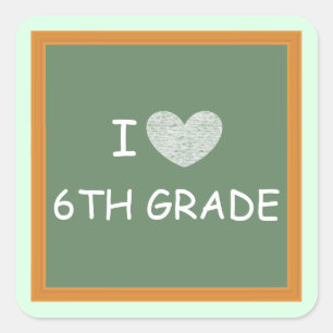 Sticker Carré I Love 6th Grade