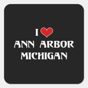 Sticker Carré I Love Ann Arbor, Michigan