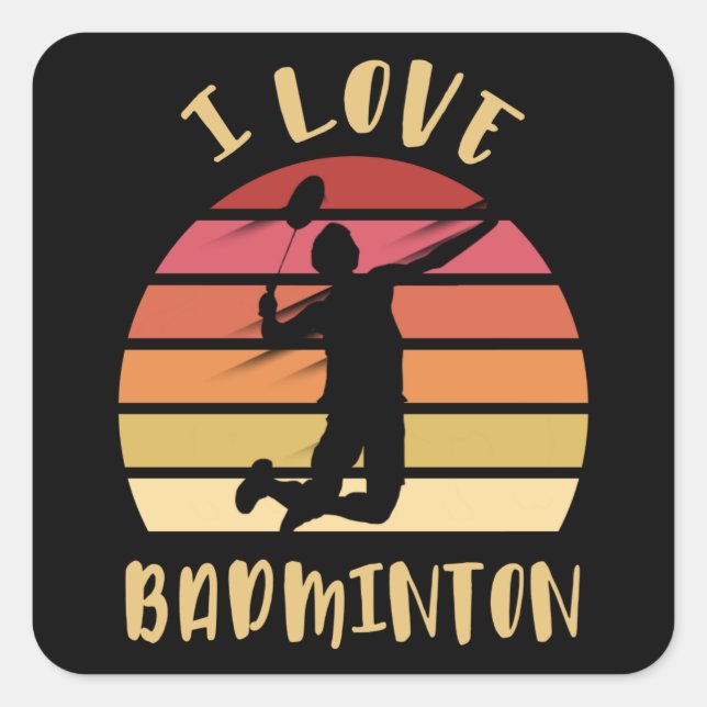 Sticker Carré I Love Badminton Jump Smash (Devant)