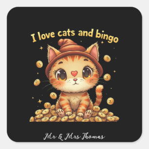 Sticker Carré I Love Cats and Bingo Perfect Combo Bingo Love