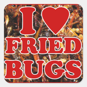 Sticker Carré I Love (Coeur) Fried Bugs / Insectes comestibles