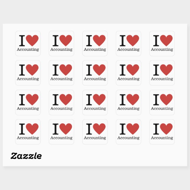 Sticker Carré I ❤️ Love Comptabilité - Département Comptabilité  (Feuille)