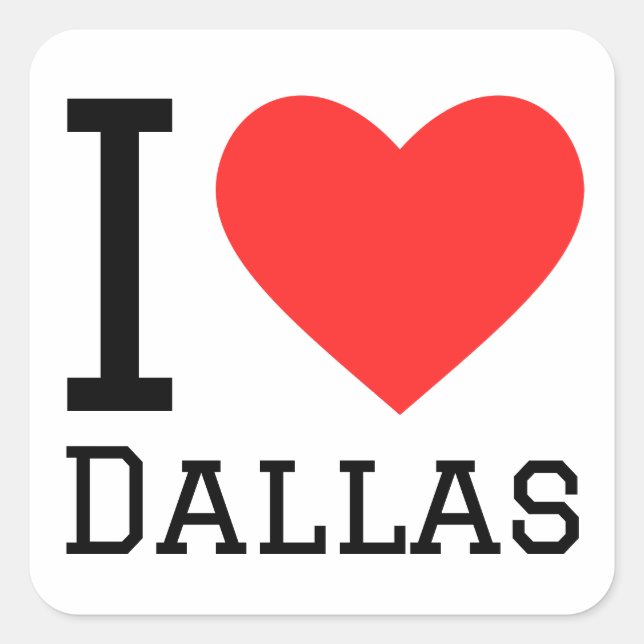 Sticker Carré I love Dallas (Devant)