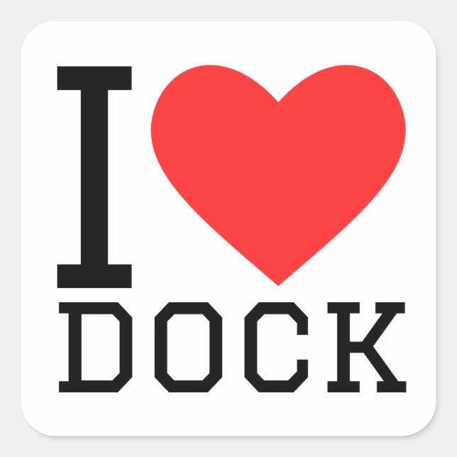 Sticker Carré I love dock (Devant)