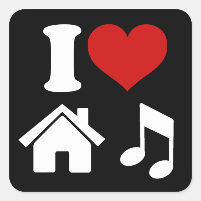 Sticker Carré I Love House Music (Devant)