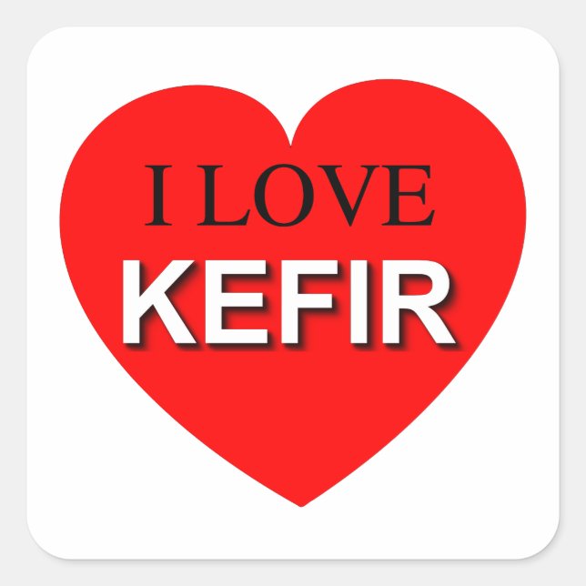 Sticker Carré I Love Kefir (Devant)