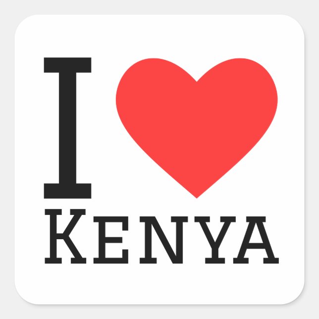 Sticker Carré I love Kenya (Devant)