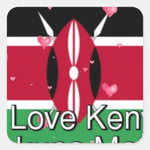 Sticker Carré I Love Kenya et "Hakuna Matata" Art Print