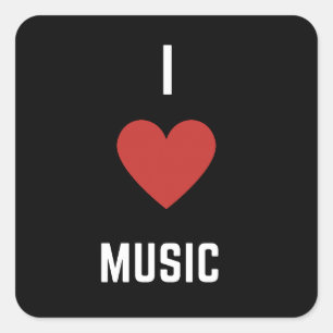 Sticker Carré I Love Music