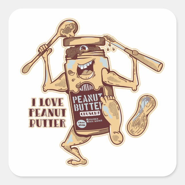 STICKER CARRÉ I LOVE PEANUT BUTTER (Devant)