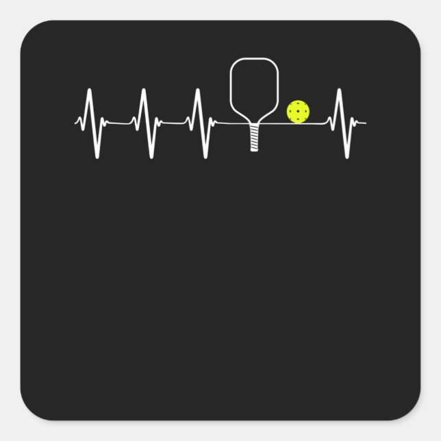 Sticker Carré I Love Pickleball Heartbeat (Devant)