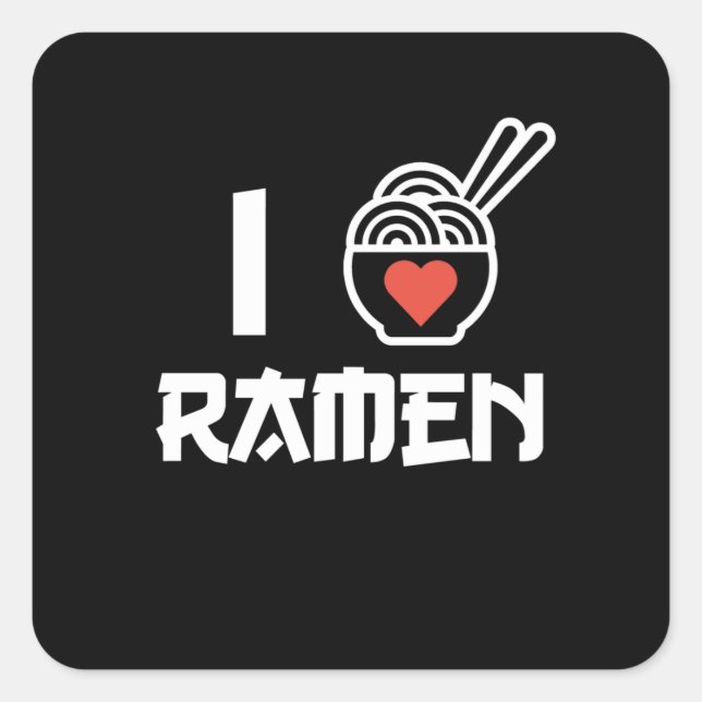 Sticker Carré I Love Ramen Anime Kawaii Ramen Noodles Lover Grap (Devant)