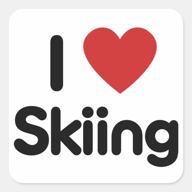Sticker Carré I Love Skiing (Devant)