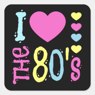 Sticker Carré I Love the 80s Disco Costume