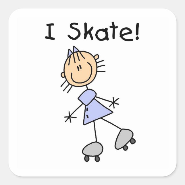 Sticker Carré I Patinage - Patinage à rouleaux pour filles (Devant)