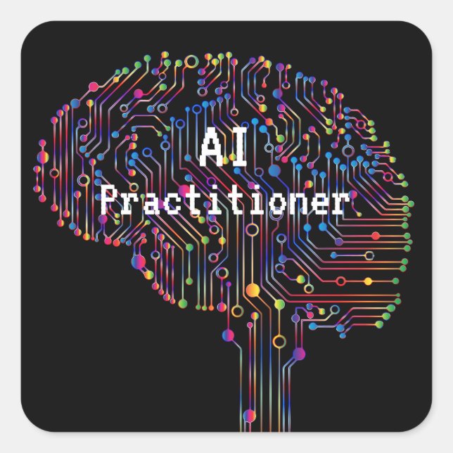 Sticker Carré IA Praticien de l'intelligence artificielle (Devant)