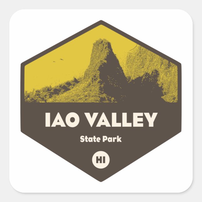 Sticker Carré Iao Valley State Park Hawaii (Devant)
