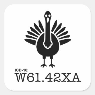 Sticker Carré ICD-10 : W61.42XA - Frappé par une Turquie