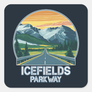Sticker Carré Icefields Parcours Alberta Canada Vista
