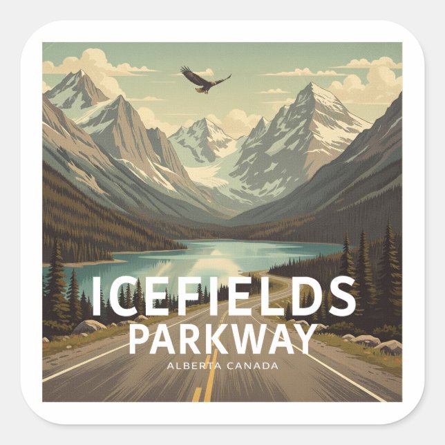 Sticker Carré Icefields Parkway Alberta Canada Eagle (Devant)