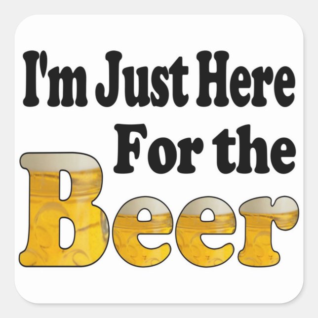Sticker Carré Ici pour la bière (Devant)